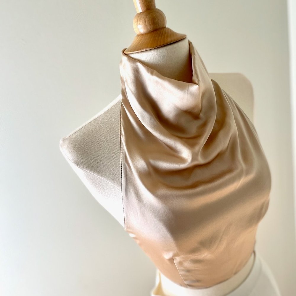 Amanda Uprichard, Silk Tie Back Halter Top in Champagne, Size M